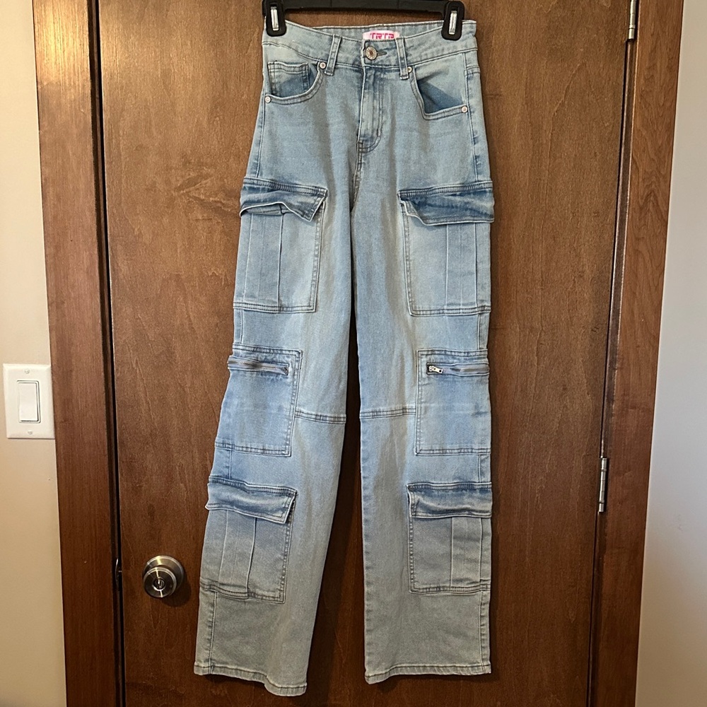 Light Blue Cargo Women Jeans